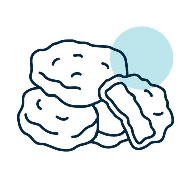 Kızarmış tavuk nuggetlarının minimalist yassı vektör simgesi, fast food menüleri, teslimat uygulamaları veya abur cubur reklamları için mükemmel.