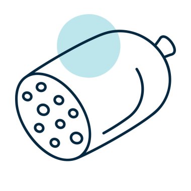 Domuz yağı parçalı pişmiş bir sosisin minimalist yassı vektör simgesi, şarküteri ürünü ambalajı veya yemek broşürleri için ideal