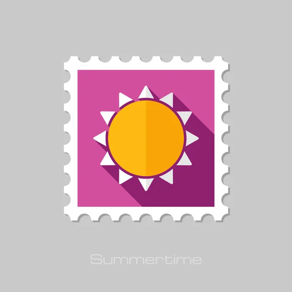 Sun flat stamp with long shadow — Stock Vector