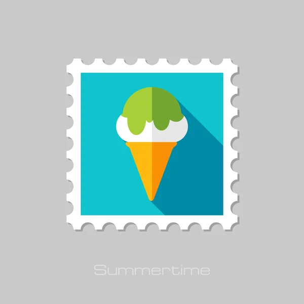 Crème glacée timbre plat avec ombre longue — Image vectorielle