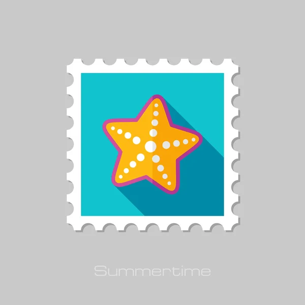 Starfishe lapos bélyegző hosszú árnyéka — Stock Vector
