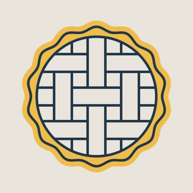 Klasik örgü üst tabakası olan lezzetli bir turtanın kısmi renk dolgusu olan doğrusal bir simge. Pastane, pasta ve tatlı konseptleri için ideal..