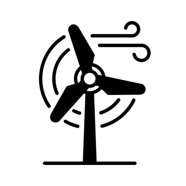 Minimalist rüzgar türbini sembolü yenilenebilir rüzgar enerjisi ve ekolojik teknoloji tasarımları için uygundur