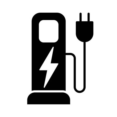 Minimalist outline electric vehicle charging station glyph icon suitable for eco transport and green energy design concepts