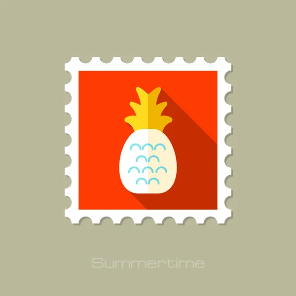Pineapple flat stamp with long shadow — Stock Vector