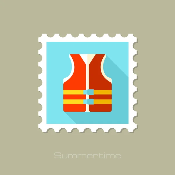 Life jacket flat stamp with long shadow — Stock Vector