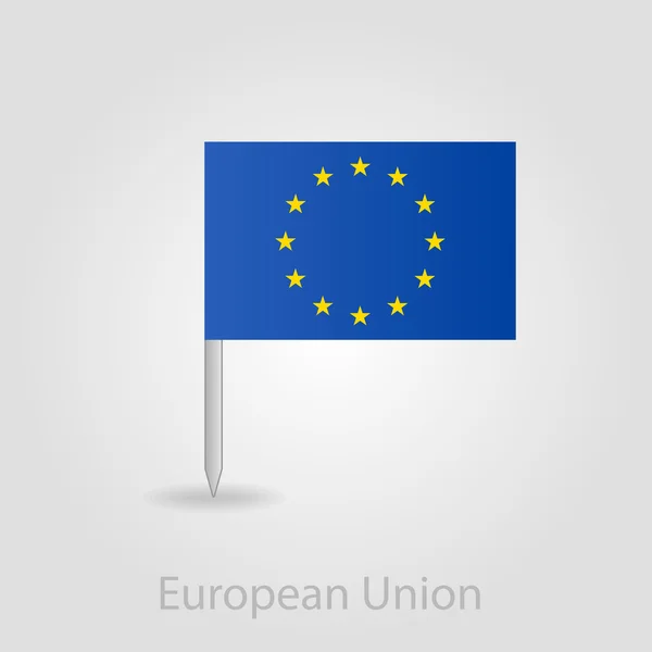 European Union flag pin map icon — Stock Vector