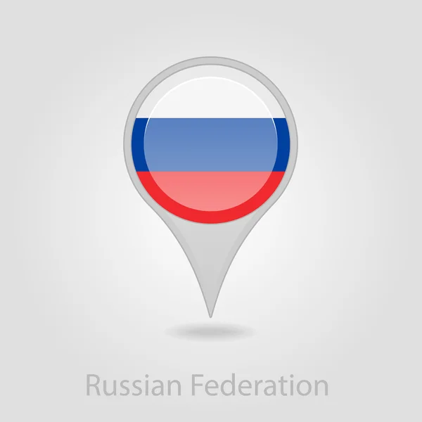 Flaga Rosyjska przypiąć ikonę mapy, ilustracji wektorowych — Wektor stockowy