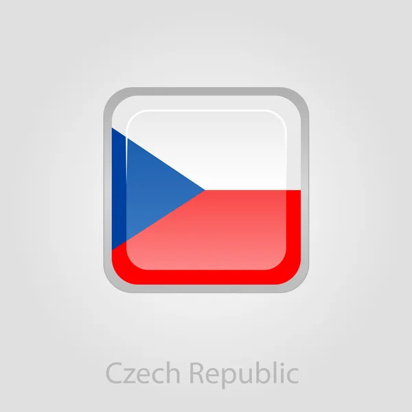 Çek Cumhuriyeti bayrağı düğmesi, vektör çizim — Stok Vektör