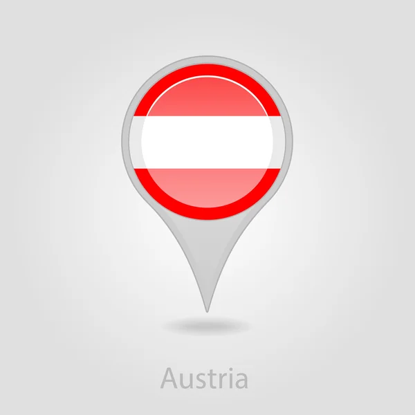Flaga Austrii przypiąć ikonę mapy, ilustracji wektorowych — Wektor stockowy