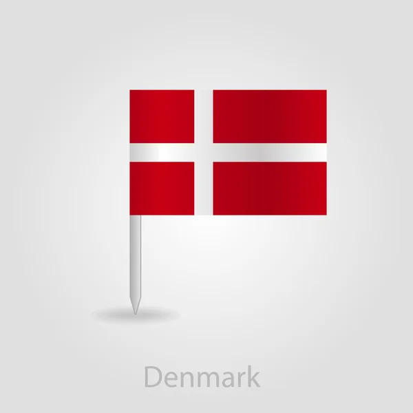 Dänische Flagge Pin-Map-Symbol, Vektorillustration — Stockvektor