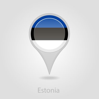 Estonya bayrağı pin harita simgesi, vektör çizim