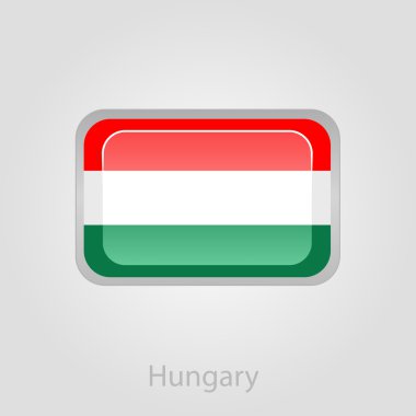 Macaristan bayrak düğmesini, vektör çizim