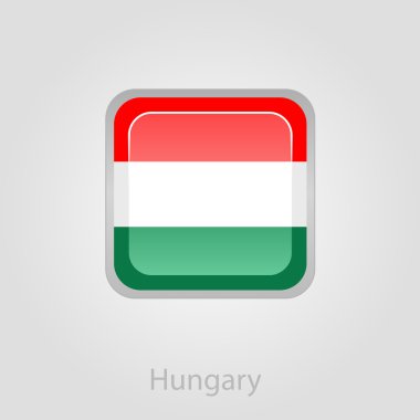 Macaristan bayrak düğmesini, vektör çizim