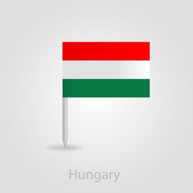 Macaristan bayrağı pin harita simgesi, vektör çizim