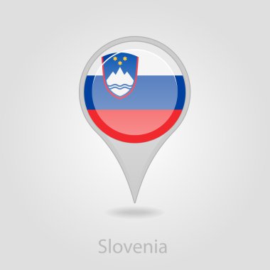 Slovence bayrak pin harita simgesi, vektör çizim