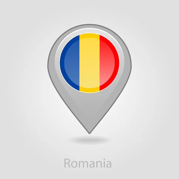 Bandera rumana pin mapa icono, vector de ilustración — Vector de stock