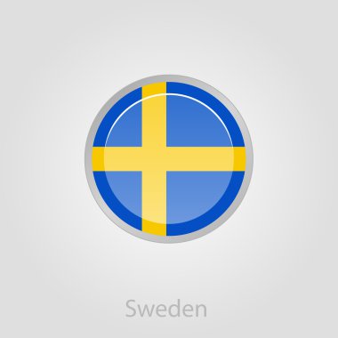 İsveç bayrağı düğmesi, vektör çizim