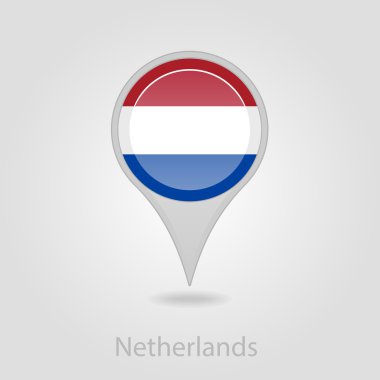 Hollanda bayrağı pin harita simgesi, vektör çizim