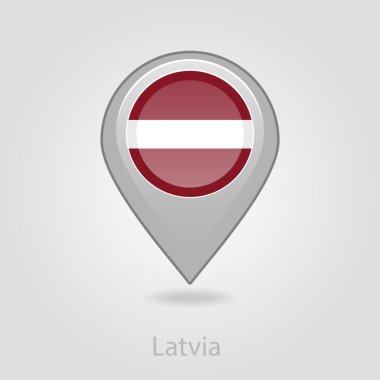 Letonya bayrağı pin harita simgesi, vektör çizim
