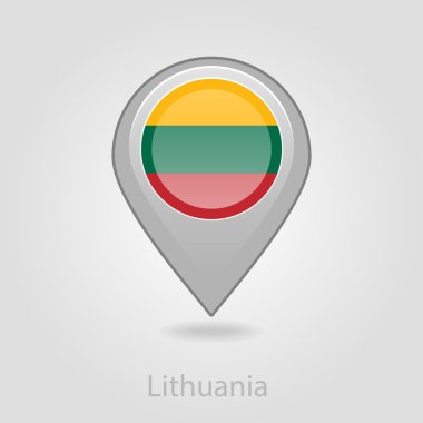 Litvanya bayrağı pin harita simgesi, vektör çizim