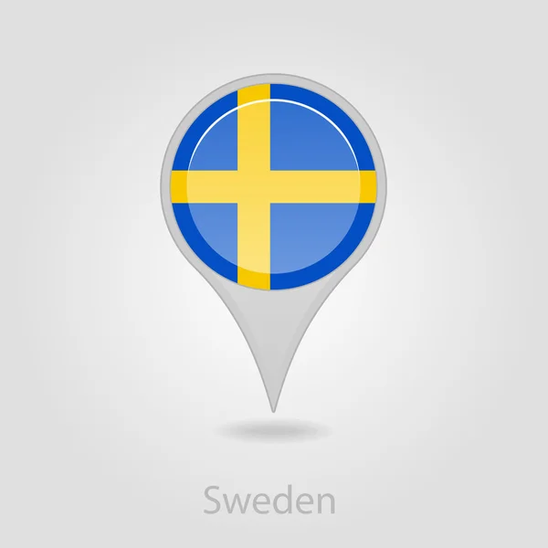 Schwedische Flagge Pin-Map-Symbol, Vektorabbildung — Stockvektor