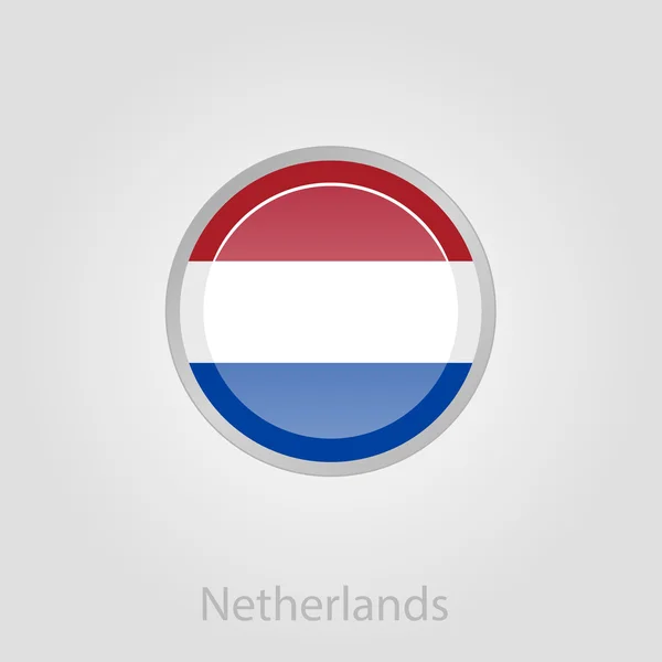 オランダ国旗ボタン、ベクトル イラスト — ストックベクタ