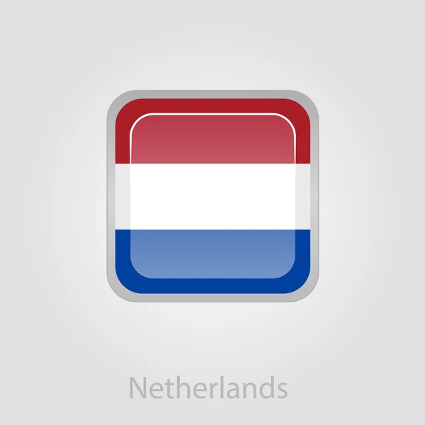 Botão de bandeira dos Países Baixos, ilustração vetorial — Vetor de Stock