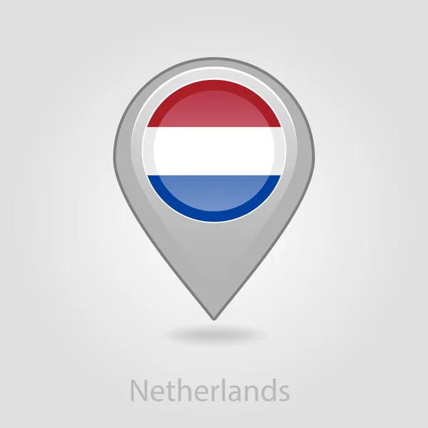 Ícone de mapa de pino de bandeira dos Países Baixos, ilustração vetorial — Vetor de Stock