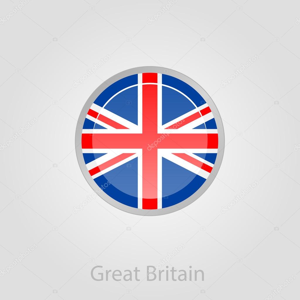 United Kingdom flag button, vector illustration