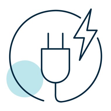 EV şarj istasyonu ve eko taşıma tasarımı kavramları için uygun yıldırım yıldırımlı minimalist elektrik prizi simgesi