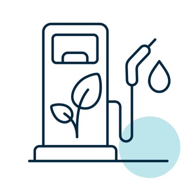 Yapraklı minimalist özet biyoyakıt pompası ikonu ve yenilenebilir enerji tasarımı kavramları ve eko taşımacılığı için uygun düşüş