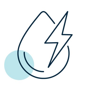 Düşürmeli ve yıldırımlı minimalist e-yakıt ikonu sentetik enerji ve yenilenebilir yakıt tasarımı kavramları için uygundur