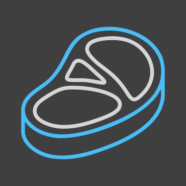 Çiğ domuz bifteğinin koyu arkaplan simgesi üzerine minimalist düz vektör. Kasap dükkanı logoları, yemek kaynakları ya da yemek uygulamaları için mükemmel.