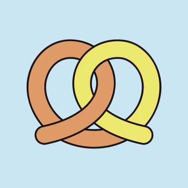 Kısmi renk dolgusu olan doğrusal bir simge. Yeni pişmiş bir Alman krakerini gösteriyor. Pastane, aperatif ve barla ilgili tasarımlar için ideal.