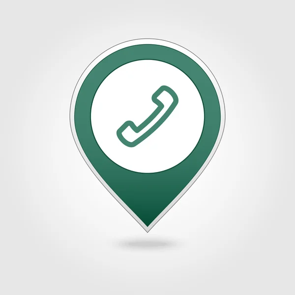 Teléfono Handset mapa pin icono — Vector de stock