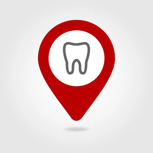 Diente mapa pin icono — Vector de stock