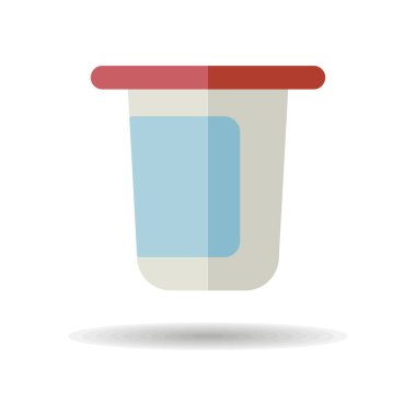 Yoğurt kabı, plastik taşıyıcı ikonu. Süt ürünleri tabelası. Yemek pişirme web sitesi ve uygulama tasarımı, logo, uygulama, UI için grafik sembolü