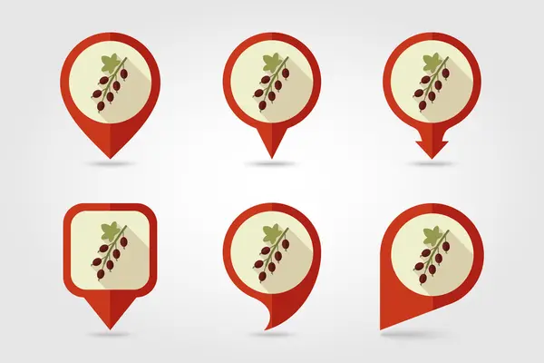 Currant mapping pins icons — Stock Vector