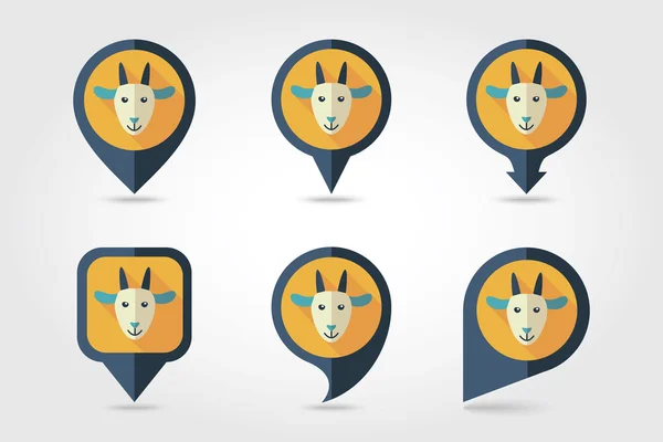 Goat mapping pins icons — Stock Vector