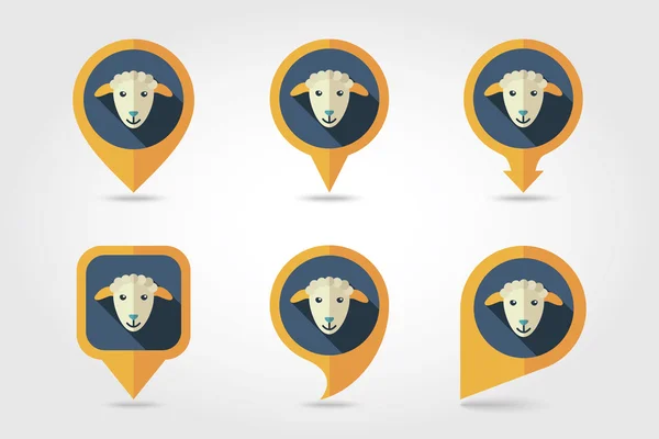 Sheep mapping pins icons — Stock Vector