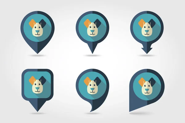 Dog mapping pins icons — Stock Vector