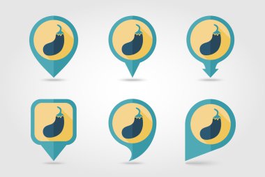 Uzun gölge ile patlıcan düz simgesi