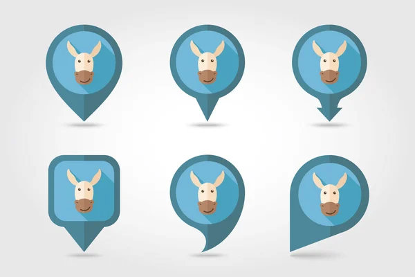 Esel Mapping Pins Symbole — Stockvektor