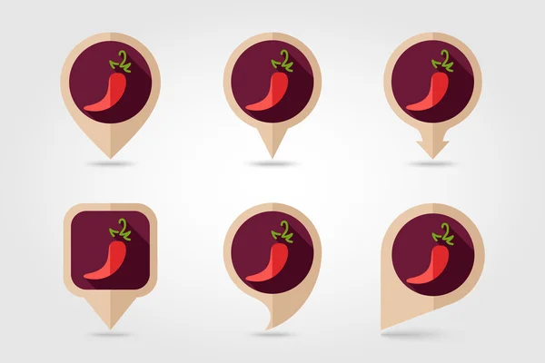 Chili poivre icône plate avec ombre longue — Image vectorielle