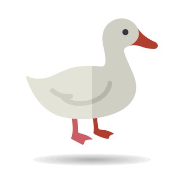Bir ördek veya kazın minimalist düz tasarım vektör simgesi, kümes hayvanları tarım logoları veya gıda ve tarım temaları için uygundur