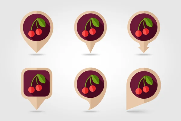Cherry kartläggning pins ikoner — Stock vektor