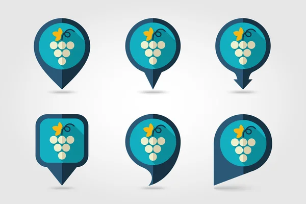 Grapes mapping pins icons — Stock Vector