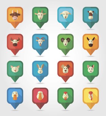 çiftlik hayvanları pimleri simgeler eşleme