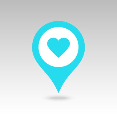 Kalp PIN harita simgesi. Harita işaretçi, işaretçileri.